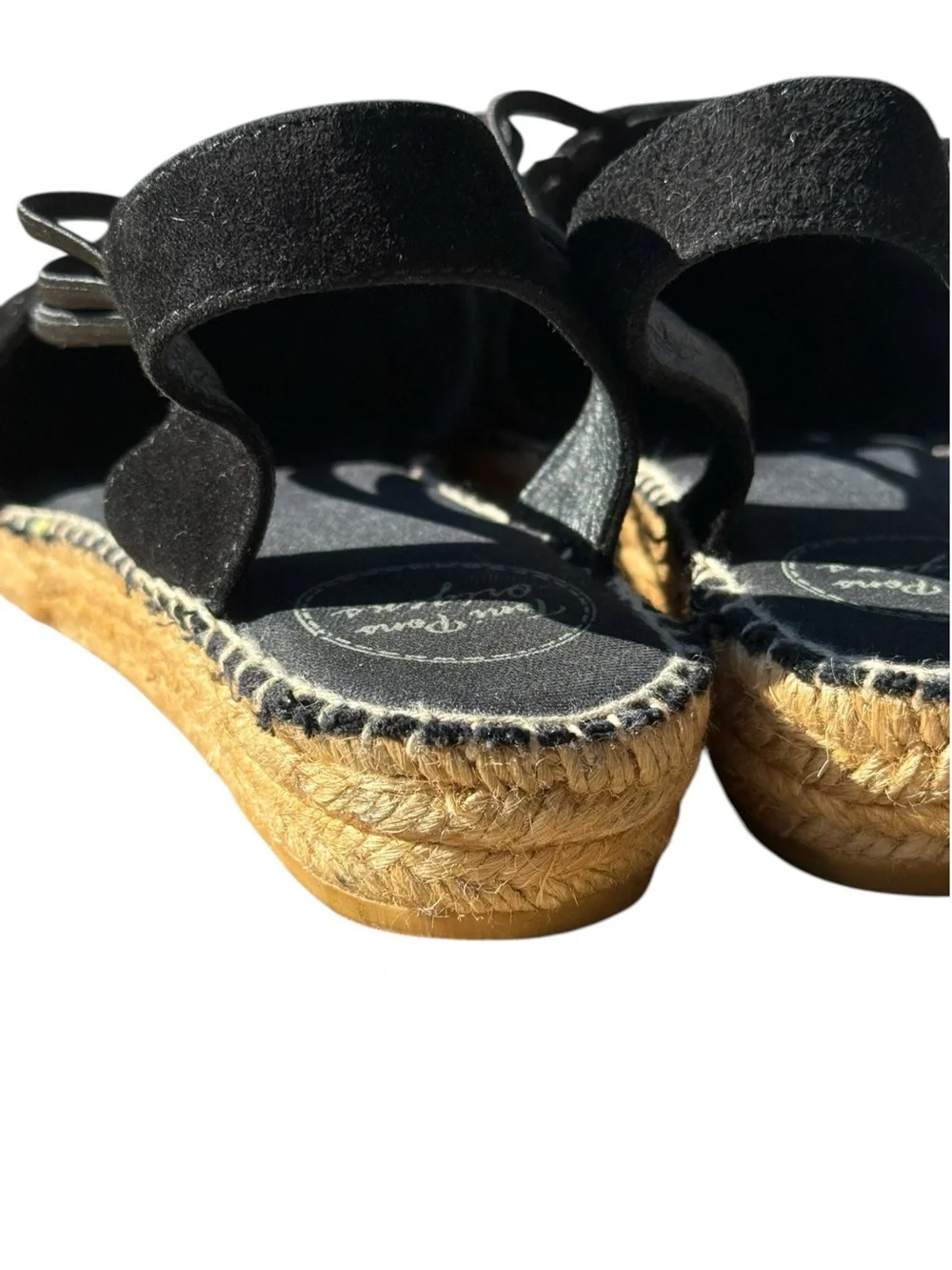 Toni Pons Nuria Black Suede Espadrille Slingback Flats Coastal Boho Vacation